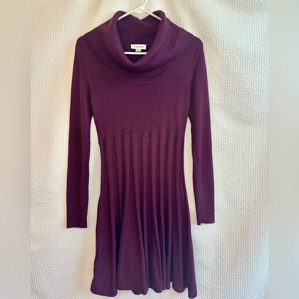 Calvin Klein Women’s Purple Long Sleeve Knit Dress Size: Medium